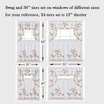 GOHD - 3pcs Kitchen Curtain/Cafe Curtain Set, Air-Brushed by Hand of Flying Butterfly Design (Swag & 36" Tiers Set)