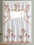 GOHD - 3pcs Kitchen Curtain/Cafe Curtain Set, Air-Brushed by Hand of Flying Butterfly Design (Swag & 36" Tiers Set)