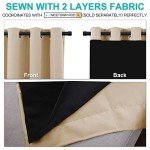 NICETOWN Living Room Completely Shaded Draperies, Privacy Protection & Noise Reducing Ring Top Drapes, Black Lined Insulated Window Treatment Curtain Panels(Biscotti Beige, 2 Pieces, W52 x L84)