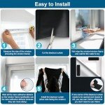 100% Blackout Curtains for Bedroom, Portable DIY Window Blinds, No Drill Window Shades & Blackout Blinds with Stickers & Tabs for Baby Nursery, Travel, Dorm Room (118" x 57")