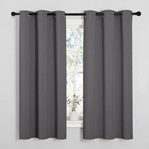 NICETOWN Thermal Insulated Grommet Blackout Curtains for Bedroom (2 Panels, W42 x L63 -Inch, Grey)