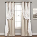 Lush Decor Sheer Grommet Curtains With Insulated Blackout Lining, Window Curtain Panels, Pair, 38"W x 84"L, Wheat - Curtain With Sheer Overlay, Elegant Blackout Curtains for Bedroom