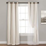 Lush Decor Sheer Grommet Curtains With Insulated Blackout Lining, Window Curtain Panels, Pair, 38"W x 84"L, Wheat - Curtain With Sheer Overlay, Elegant Blackout Curtains for Bedroom