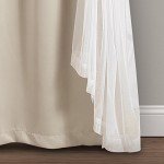 Lush Decor Sheer Grommet Curtains With Insulated Blackout Lining, Window Curtain Panels, Pair, 38"W x 84"L, Wheat - Curtain With Sheer Overlay, Elegant Blackout Curtains for Bedroom