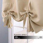 NICETOWN Blackout Room Darkening Curtain - Tie Up Shade Blind Bathroom Window Covering for Living Room (Biscotti Beige, Rod Pocket Panel, 46 inches W x 63 inches L)