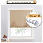 NICETOWN Blackout Room Darkening Curtain - Tie Up Shade Blind Bathroom Window Covering for Living Room (Biscotti Beige, Rod Pocket Panel, 46 inches W x 63 inches L)