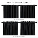 PONY DANCE Short Blackout Curtains 45 inch Long - Thermal Insulated Black Curtains for Bathroom/Kitchen/Bedroom, 42 Wide by 45 Inches Length, Black, 2 Panels