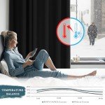 PONY DANCE Short Blackout Curtains 45 inch Long - Thermal Insulated Black Curtains for Bathroom/Kitchen/Bedroom, 42 Wide by 45 Inches Length, Black, 2 Panels