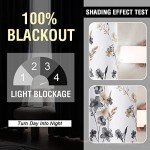 H.VERSAILTEX 100% Blackout Curtains 84 inch Length 2 Panels Set Cattleya Floral Printed Drapes Leah Floral Thermal Curtains for Bedroom with Black Liner Sound Proof Curtains, Grey and Taupe