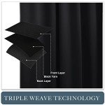 PONY DANCE Short Blackout Curtains 45 inch Long - Thermal Insulated Black Curtains for Bathroom/Kitchen/Bedroom, 42 Wide by 45 Inches Length, Black, 2 Panels