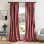 MIULEE Dusty Rose Pink Velvet Curtains Thermal Insulated Blackout Curtain Drapes for Bedroom Living Room Darkening 84 Inches Long Curtains Panels Rod Pocket Set of 2