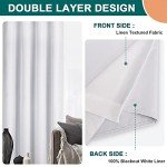 Diraysid 100% Blackout White Curtains Linen Curtains for Bedroom Grommet Thermal Insulated Room Darkening Drapes (2 Panels, W52 x L84 Inch)