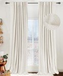 100% Blackout Shield Linen Blackout Curtains for Bedroom 84 Inches Long, Back Tab/Rod Pocket Living Room Drapes, Thermal Insulated Blackout Curtains 2 Panels Set, 50" W x 84" L, Beige