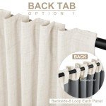 100% Blackout Shield Linen Blackout Curtains for Bedroom 84 Inches Long, Back Tab/Rod Pocket Living Room Drapes, Thermal Insulated Blackout Curtains 2 Panels Set, 50" W x 84" L, Beige