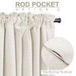 100% Blackout Shield Linen Blackout Curtains for Bedroom 84 Inches Long, Back Tab/Rod Pocket Living Room Drapes, Thermal Insulated Blackout Curtains 2 Panels Set, 50" W x 84" L, Beige
