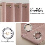 HOMEIDEAS Full Blackout Curtains 2 Panels Blush Pink Linen Room Darkening Curtains 52 X 84 Inches Thermal Insulated Grommet Window Drapes with Liner for Living Room, Bedroom