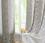 Purainbow Grey Blackout Curtain Panels for Bedroom 84" Gold Foil Moroccan Metallic Print Energy Efficient Drapes for Bedroom Living Room, Thermal Insulated Window Treatments Grommet Top 2 Panels
