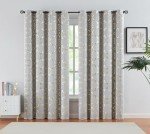 Purainbow Grey Blackout Curtain Panels for Bedroom 84" Gold Foil Moroccan Metallic Print Energy Efficient Drapes for Bedroom Living Room, Thermal Insulated Window Treatments Grommet Top 2 Panels