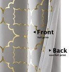 Purainbow Grey Blackout Curtain Panels for Bedroom 84" Gold Foil Moroccan Metallic Print Energy Efficient Drapes for Bedroom Living Room, Thermal Insulated Window Treatments Grommet Top 2 Panels