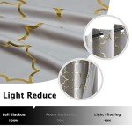 Purainbow Grey Blackout Curtain Panels for Bedroom 84" Gold Foil Moroccan Metallic Print Energy Efficient Drapes for Bedroom Living Room, Thermal Insulated Window Treatments Grommet Top 2 Panels