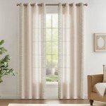 jinchan Boho Curtains for Bedroom Linen Blend Window Curtains 84 Inches Long 2 Panels Sage Green Farmhouse Embroidered Drapes for Living Room Bohemian Light Filtering Grommet Drapes Sage on Beige