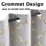 Purainbow Grey Blackout Curtain Panels for Bedroom 84" Gold Foil Moroccan Metallic Print Energy Efficient Drapes for Bedroom Living Room, Thermal Insulated Window Treatments Grommet Top 2 Panels