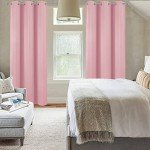 Diraysid Pink Grommet Blackout Curtains for Bedroom Thermal Insulated Room Darkening Curtains Drapes, 42 x 84, 2 Panels