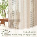 jinchan Boho Curtains for Bedroom Linen Blend Window Curtains 84 Inches Long 2 Panels Sage Green Farmhouse Embroidered Drapes for Living Room Bohemian Light Filtering Grommet Drapes Sage on Beige