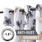 H.VERSAILTEX 100% Blackout Curtains 84 inch Length 2 Panels Set Cattleya Floral Printed Drapes Leah Floral Thermal Curtains for Bedroom with Black Liner Sound Proof Curtains, Grey and Taupe