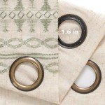 jinchan Boho Curtains for Bedroom Linen Blend Window Curtains 84 Inches Long 2 Panels Sage Green Farmhouse Embroidered Drapes for Living Room Bohemian Light Filtering Grommet Drapes Sage on Beige