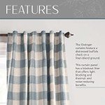 Elrene Home Fashions Farmhouse Living Grainger Buffalo-Check Blackout Window Curtain, Living Room and Bedroom Drape with Rod Pocket Tabs, 52" x 84", Chambray, 1 Panel