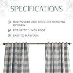 Elrene Home Fashions Farmhouse Living Grainger Buffalo-Check Blackout Window Curtain, Living Room and Bedroom Drape with Rod Pocket Tabs, 52" x 84", Chambray, 1 Panel