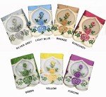 GOHD Rose Melody. 3pcs Kitchen Cafe Curtain Set. Swag and 24 inches Tiers Set for Small Windows. Nice Matching Color Rose Embroidery on Border and Inserted Organza. (Light Blue)