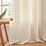 jinchan Boho Curtains for Bedroom Linen Blend Window Curtains 84 Inches Long 2 Panels Sage Green Farmhouse Embroidered Drapes for Living Room Bohemian Light Filtering Grommet Drapes Sage on Beige