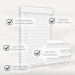 Lotus & Windoware Cordless, 2 Inch Faux Wood Blind, 34" Wide x 60" Long, Window Blinds, Blinds & Shades, Blinds for Indoor Windows, Embossed, Bright White