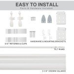 Lotus & Windoware Cordless, 2 Inch Faux Wood Blind, 34" Wide x 60" Long, Window Blinds, Blinds & Shades, Blinds for Indoor Windows, Embossed, Bright White