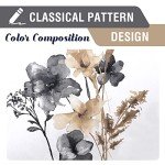 H.VERSAILTEX 100% Blackout Curtains 84 inch Length 2 Panels Set Cattleya Floral Printed Drapes Leah Floral Thermal Curtains for Bedroom with Black Liner Sound Proof Curtains, Grey and Taupe