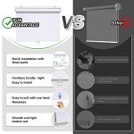 AOSKY Cordless Roller Shades Blackout Blinds for Windows Room Darkening Rolled Up Shades with Spring System, UV Protection Window Shades Door Blinds for Home and Office (34" W x 72" H, White)