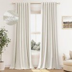 Cream Linen Blackout Curtains 84 Inch Length 2 Panels Set for Living Room Bedroom Back Tab Thermal Insulated 100% Black Out Linen Drapes Room Darkening Window Curtains 84 Inches Long Ivory Natural