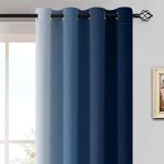 Yakamok Blue and Greyish White Ombre Curtains, Room Darkening Gradient Color Curtains for Bedroom, Light Blocking Thermal Insulated Window Drapes for Living Room(2 Panels, 52x84 Inch)