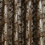 GLORY RUGS Jacquard Luxury Window 2 Panel Set Brown Curtain with Attached Valance and Backing Bedroom Living Room Dining 2 Curtains 55x84 inches Each Jana