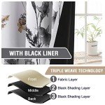 H.VERSAILTEX 100% Blackout Curtains 84 inch Length 2 Panels Set Cattleya Floral Printed Drapes Leah Floral Thermal Curtains for Bedroom with Black Liner Sound Proof Curtains, Grey and Taupe