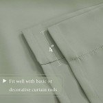 H.VERSAILTEX Solid Blackout Curtain Energy Efficient Tie Up Shades Rod Pocket Panel for Kitchen (Light Sage, 42W x 63L, One Panel)