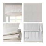 Madison Park Galen Cordless Roman Shades - Fabric Privacy Single Panel Darkening, Energy Efficient, Thermal Insulated Window Blind Treatment, for Bedroom, Living Room Decor, 35" x 64", Ivory