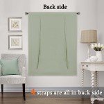 H.VERSAILTEX Solid Blackout Curtain Energy Efficient Tie Up Shades Rod Pocket Panel for Kitchen (Light Sage, 42W x 63L, One Panel)