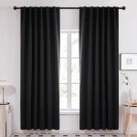 Deconovo Blackout Curtains 84 Inches Long, Black Blackout Curtains for Bedroom - 2 Panels, 52x84 Inch, Room Darkening Curtains for Living Room, Back Tab and Rod Pocket Black Curtains