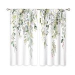 oolygoo Sage Green Eucalyptus Leaves Window Curtains Flower Watercolor Floral BotanicalPlant Wildflower Farmhouse Curtain Drapes Herb Curtains for Bedroom Living Room Treatment 2 Panels 42Wx45H Inch