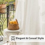 FMFUNCTEX Linen Sheer Curtains for Bedroom, Beige Curtains 84 inches Long for Living Room, Natural Flax Blend Window Draperies for Farmhouse Curtains, Rod Pocket 2 Panels
