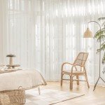 FMFUNCTEX Linen Sheer Curtains for Bedroom, Beige Curtains 84 inches Long for Living Room, Natural Flax Blend Window Draperies for Farmhouse Curtains, Rod Pocket 2 Panels