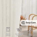 FMFUNCTEX Linen Sheer Curtains for Bedroom, Beige Curtains 84 inches Long for Living Room, Natural Flax Blend Window Draperies for Farmhouse Curtains, Rod Pocket 2 Panels